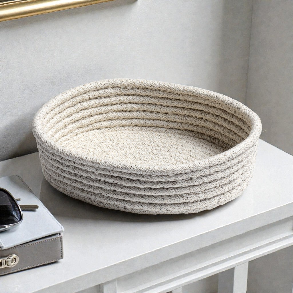 Zelphira Small Oval Catch-All Basket - Light Grey