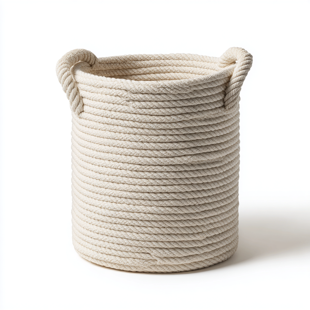 Zelphira Large Cotton Rope Laundry Basket - Cream White